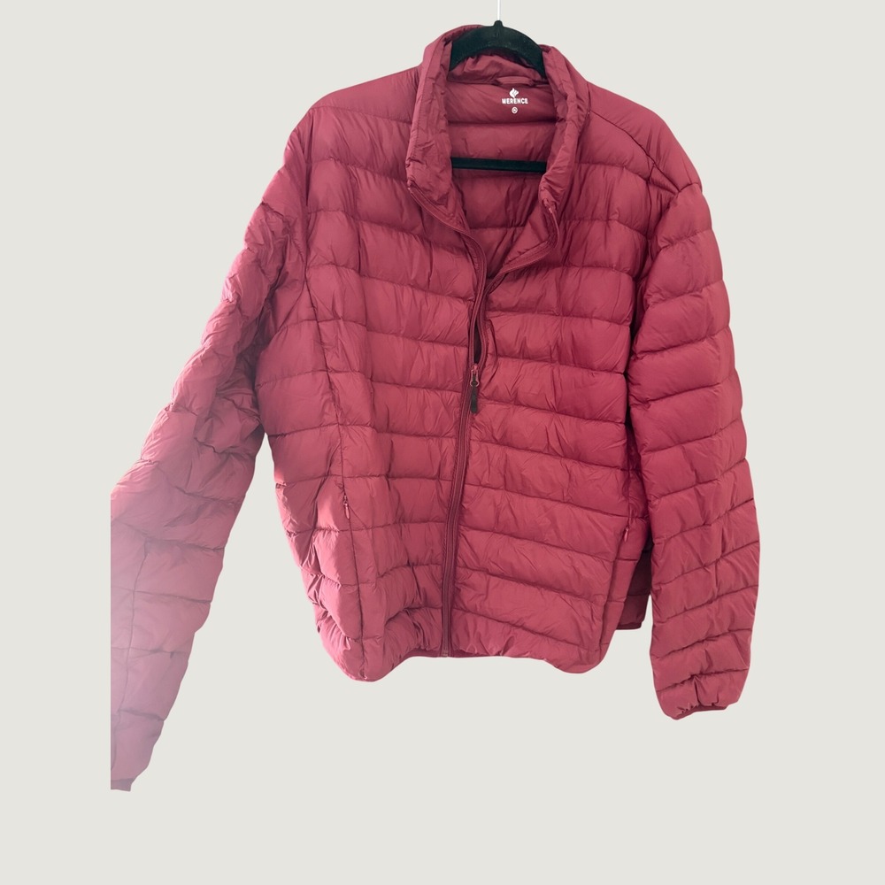 Merence Womens Puffer Jacket Berry Pink Down Filled Lightweight Quilted Coat XXL